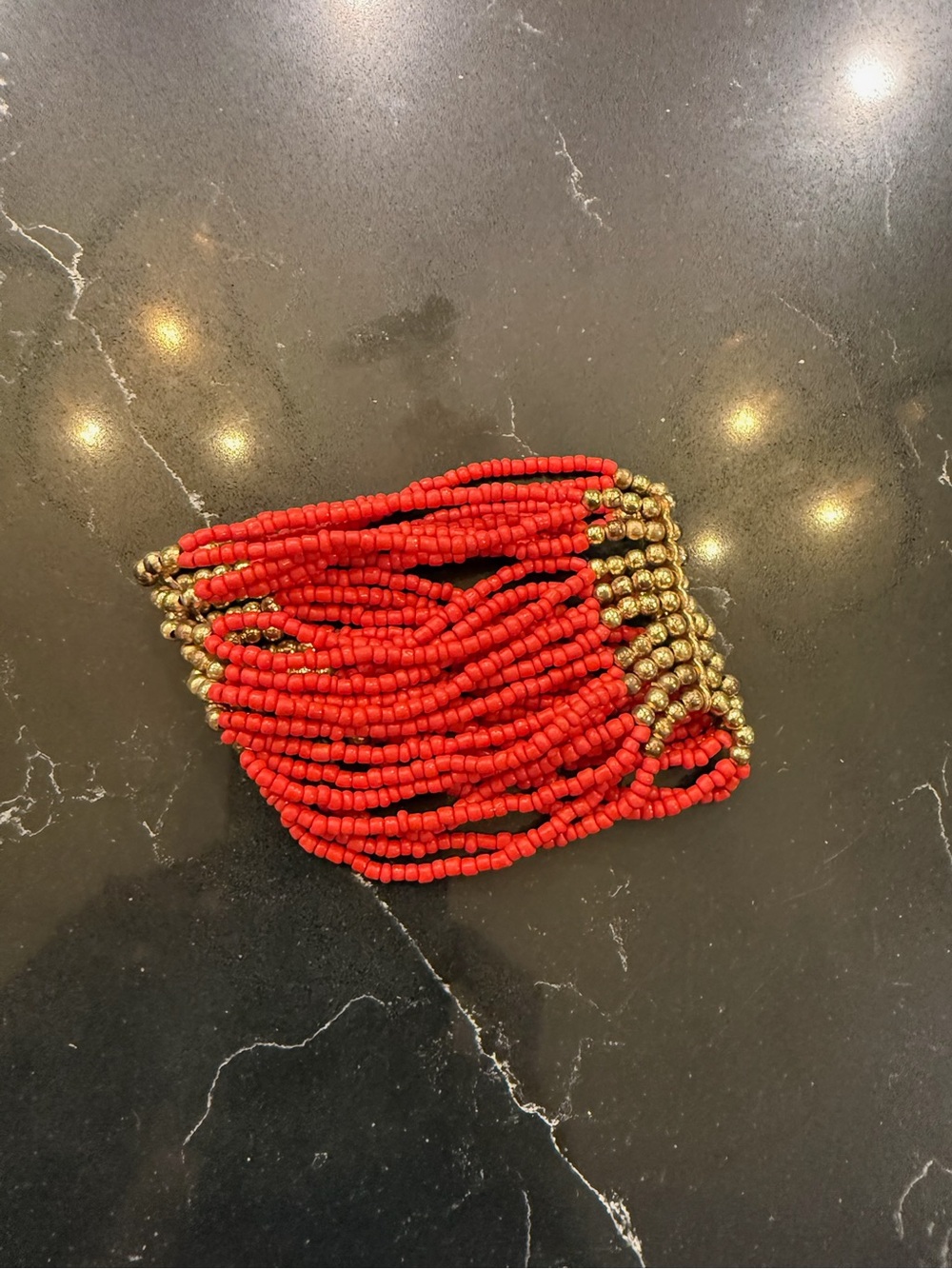 Red Beaded Multi-Strand Bracelet - Like New